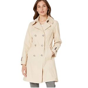 Vince Camuto Double Breasted 3/4 Length Trench Coat Women’s Sz Small Blush Beige
